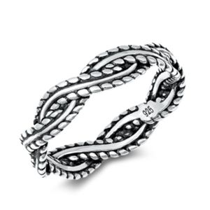 925 Sterling Silver Ring Braided Band Size 7 Women's Jewelry